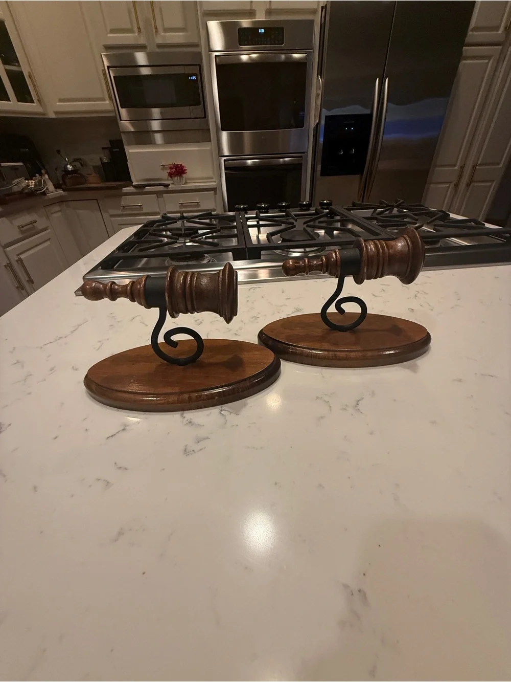 Vintage Wood & Wrought Iron Wall Candle Sconces Pair Colonial Cottage Decor
